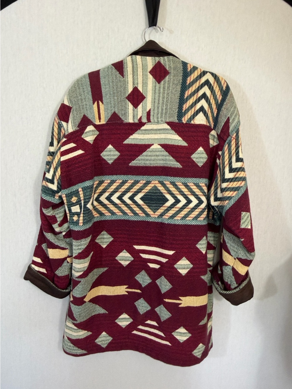 Vintage Boho Aztec Southwestern Western Cotton Jacket oversized Made in USA - Picture 5 of 9